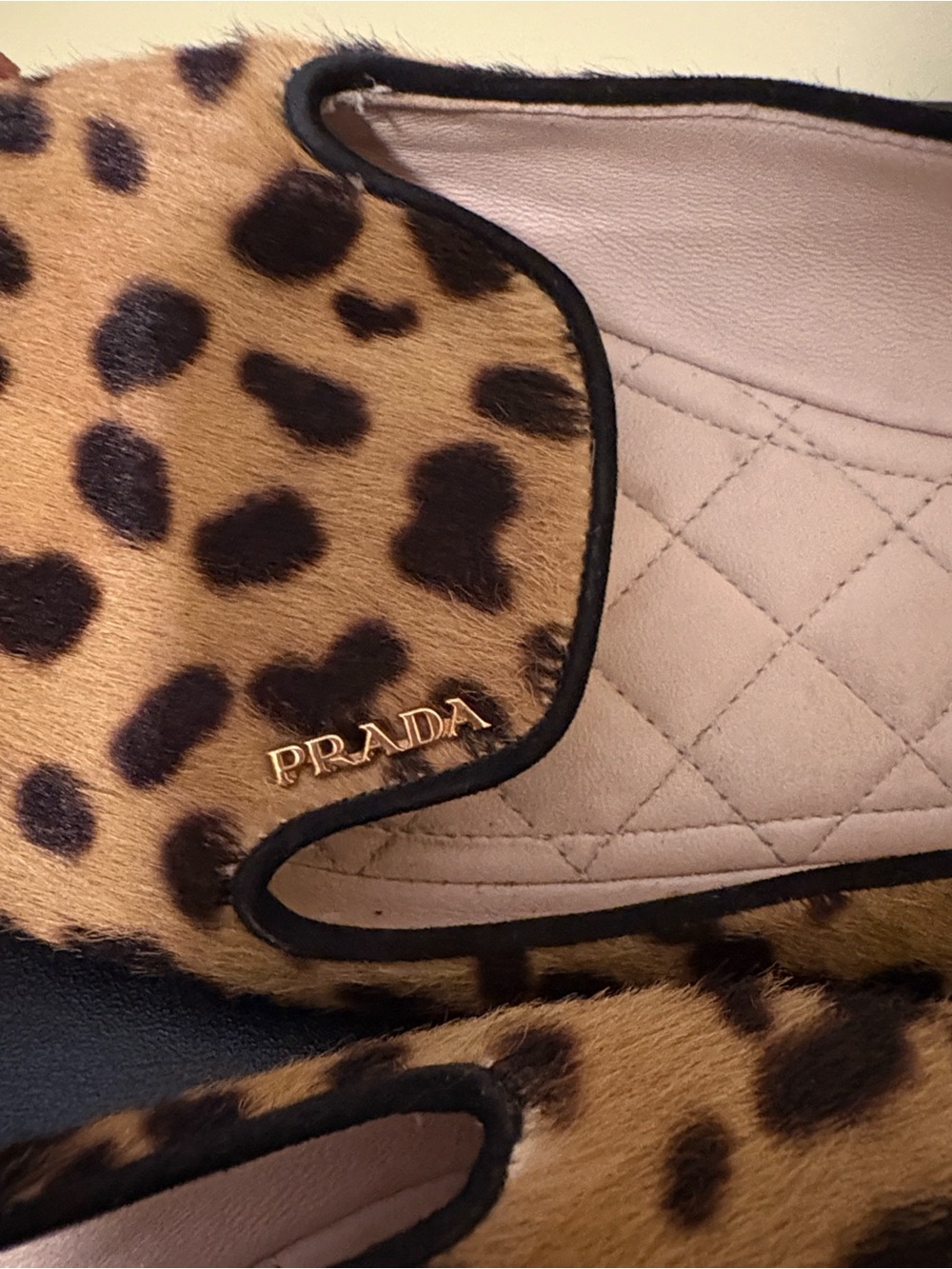 Prada calf-skin loafers in a bold leopard print- Tan and Black 8.5 ~ Authentic - Picture 15 of 16
